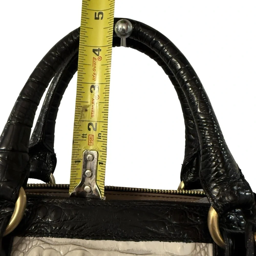 BRAHMIN VIVIAN PURSE Black and White Croc-Embossed Women's Bag